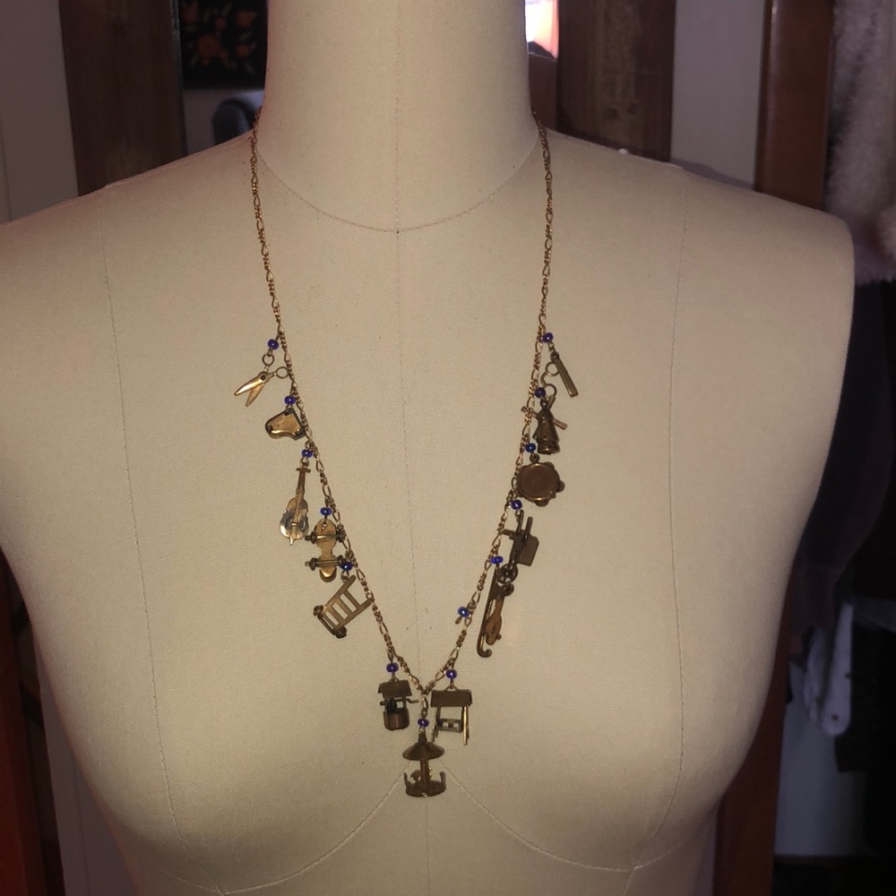 Vintage brass charm necklace